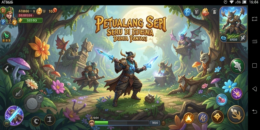 Screenshot utama AT866 menampilkan aksi pertarungan epik dalam game RPG.