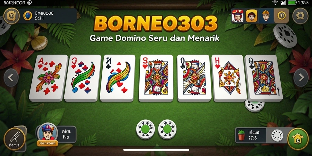 Tampilan gameplay seru BORNEO303 yang menampilkan suasana permainan domino.
