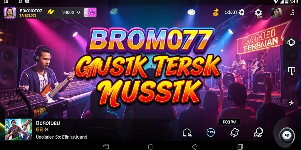 Tangkapan layar BROMO77 menunjukkan gameplay interaktif yang menarik dengan musik.