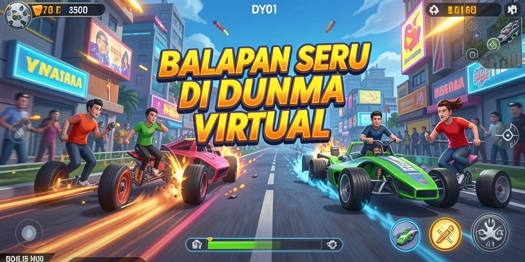 Screenshot menunjukkan aksi balap yang mendebarkan dalam DY01.