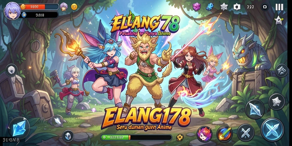 Tampilan seru gameplay ELANG178 dengan karakter-karakter anime.