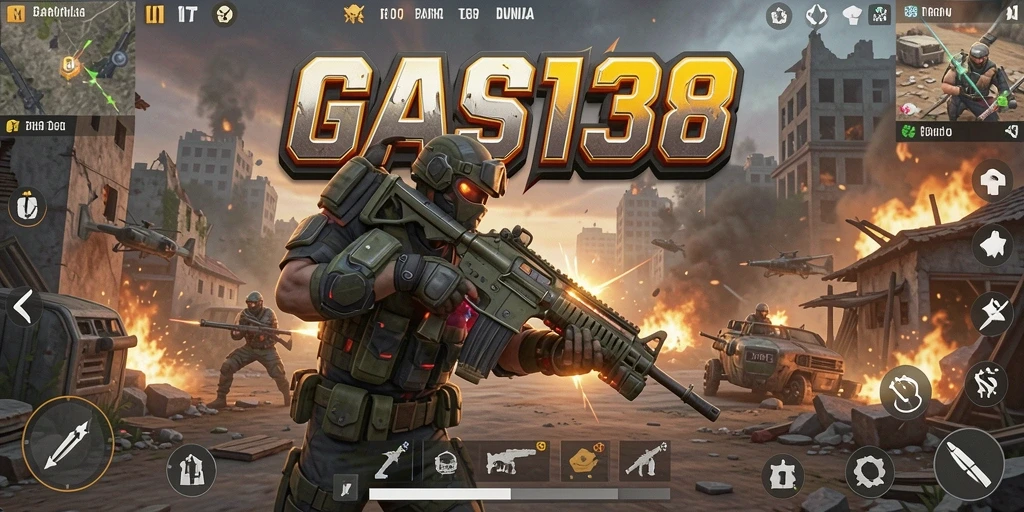 Tangkapan layar GAS138 menampilkan aksi pertempuran mendebarkan dalam arena Battle Royale.