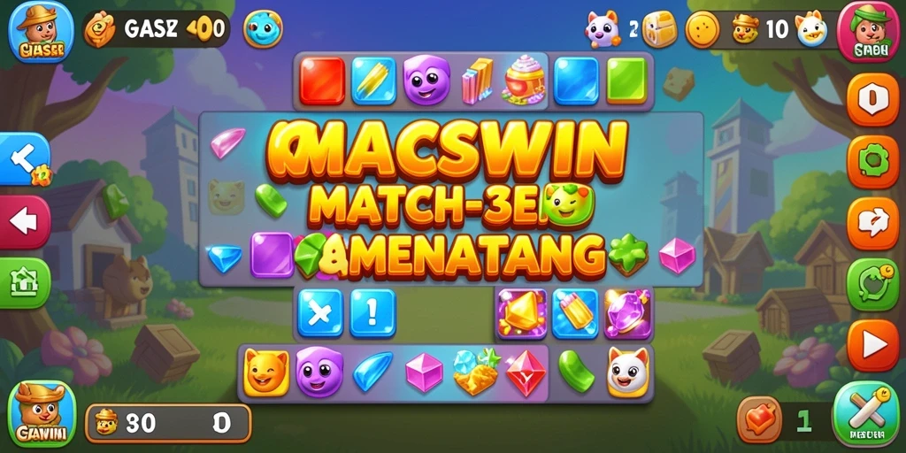 Tampilan gameplay GASWIN yang menarik dalam genre Match-3.
