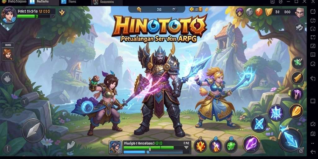 Tampilan menarik dari gameplay ARPG HINOTOTO yang seru.