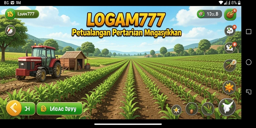 Gameplay seru LOGAM777 saat merawat ladang dan hewan.