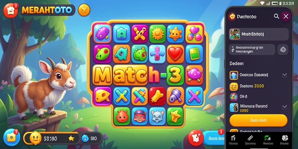 Tampilkan gameplay seru dari permainan Match-3 MERAHTOTO.