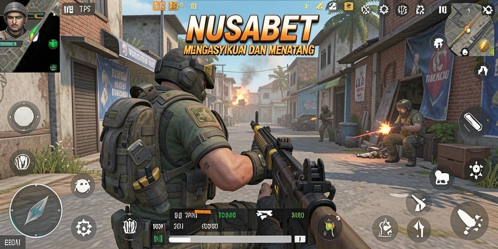 Tampilan gameplay NUSABET yang memukau pada pertarungan TPS.