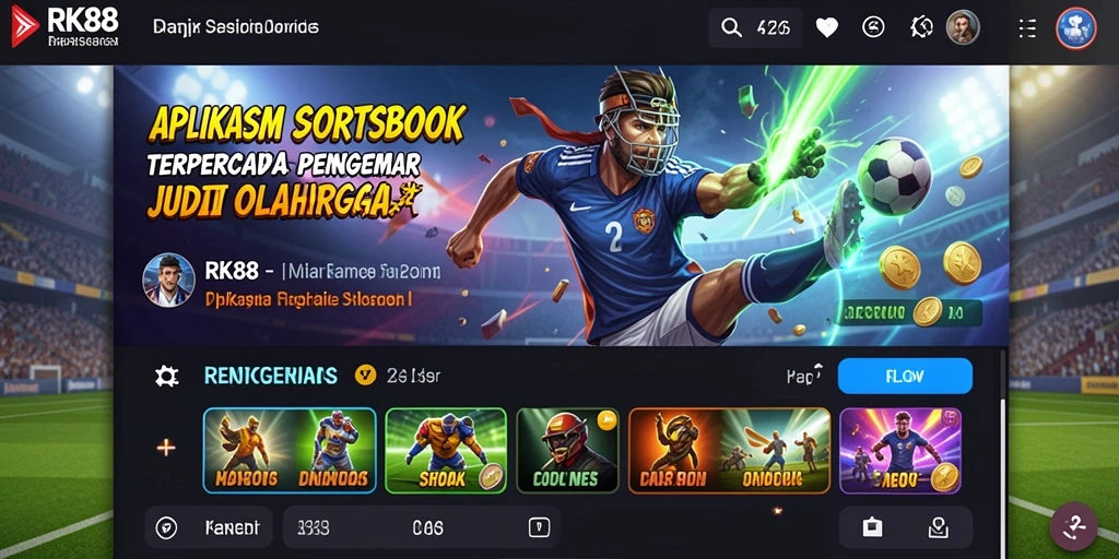 Tampilan screenshot utama RK88 menunjukkan fitur taruhan olahraga yang interaktif dan menarik.