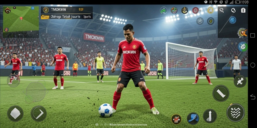 Tangkapan layar utama TMOKWIN menunjukkan aksi seru dalam permainan olahraga.